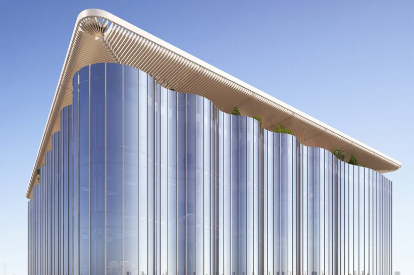 Для волнообразных фасадов бизнес-центра Melody Tower используют 12 тысяч квадратных метров стекла